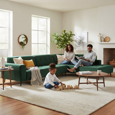 Oslo Open 3 Piece Plan Sofa In Emerald Green Velvet Fabric