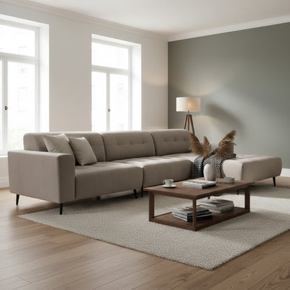 Oslo Open 3 Piece Plan Sofa In Emerald Green Velvet Fabric