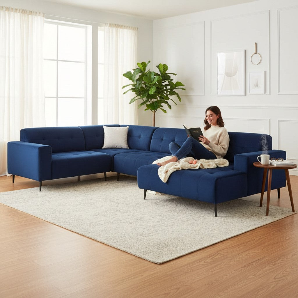 Oslo Open 3 Piece Plan Sofa In Emerald Green Velvet Fabric