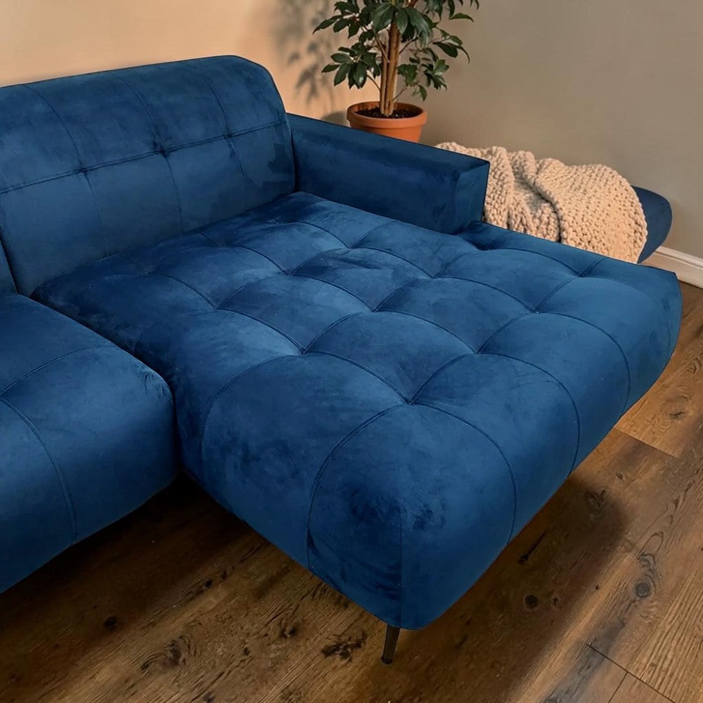 Oslo Open 3 Piece Plan Sofa In Emerald Green Velvet Fabric