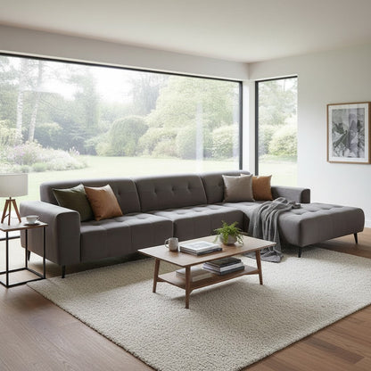 Oslo Open 3 Piece Plan Sofa In Marine Blue Velvet Fabric