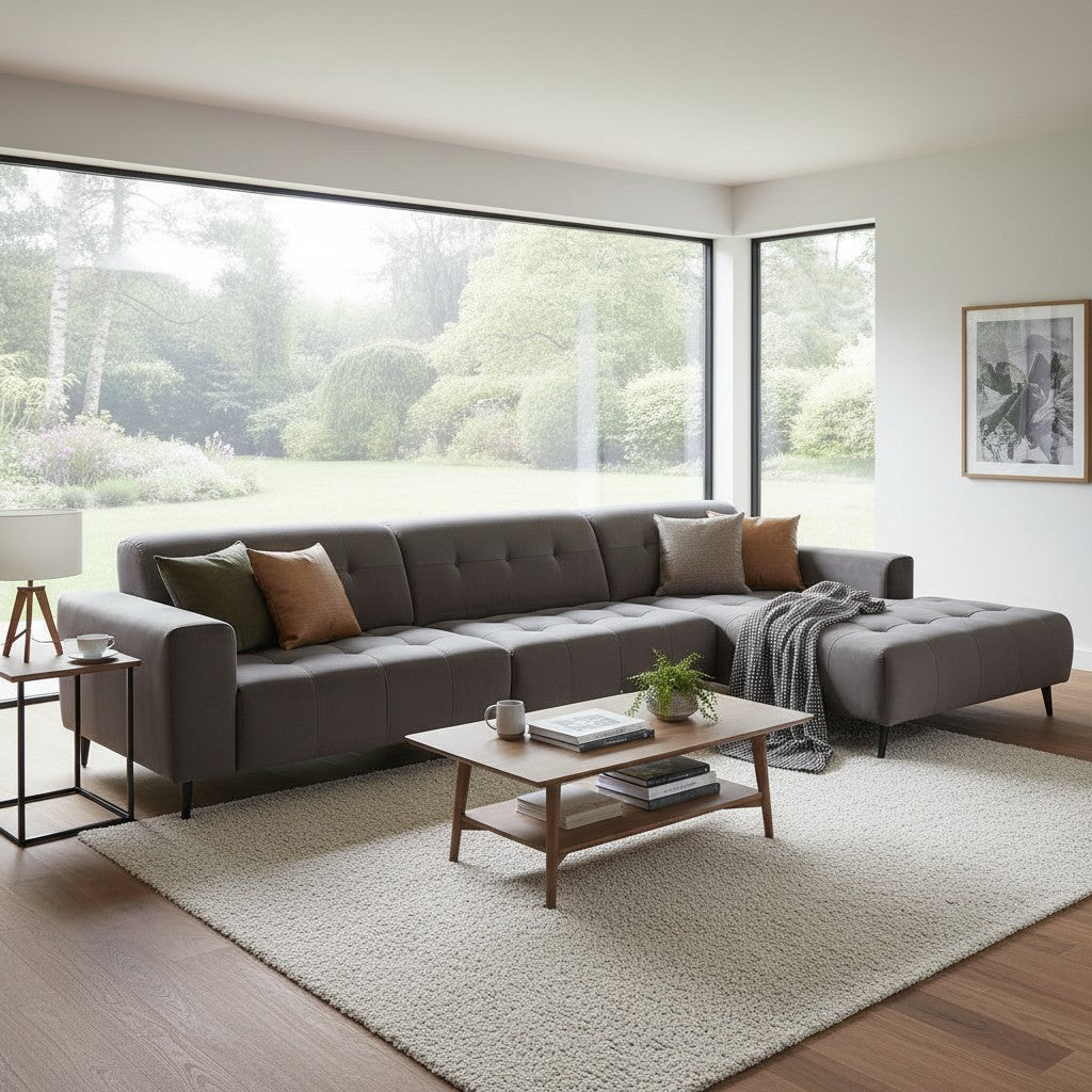 Oslo Open 3 Piece Plan Sofa In Emerald Green Velvet Fabric