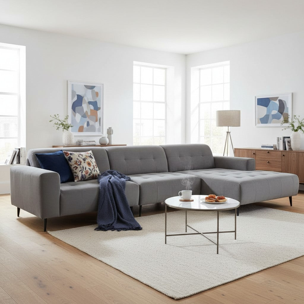 Oslo Open 3 Piece Plan Sofa In Emerald Green Velvet Fabric