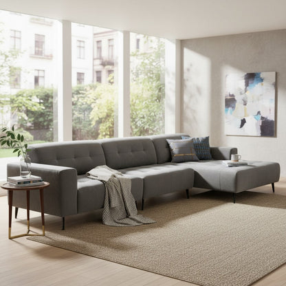 Oslo Open 3 Piece Plan Sofa In Marine Blue Velvet Fabric
