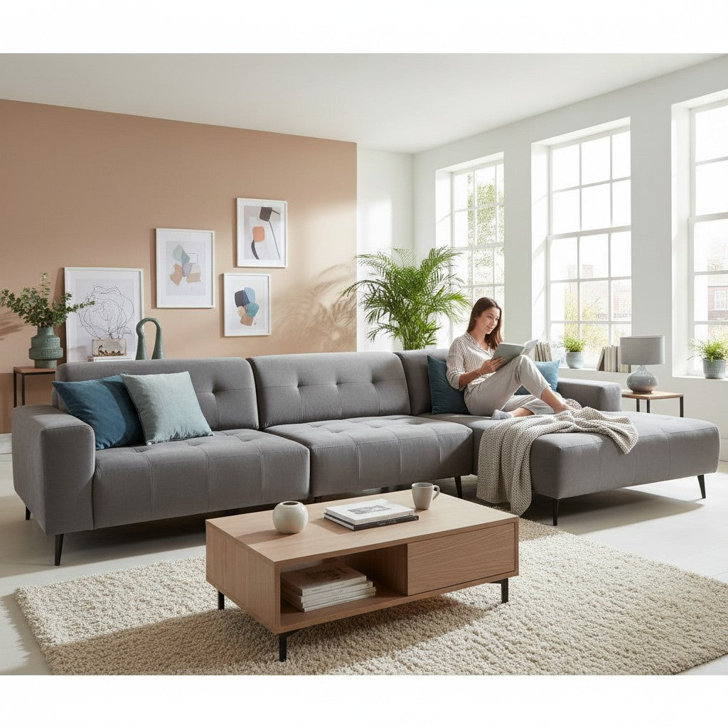 Oslo Open 3 Piece Plan Sofa In Emerald Green Velvet Fabric