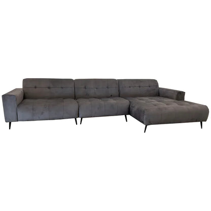 Oslo Open 3 Piece Plan Sofa In Marine Blue Velvet Fabric
