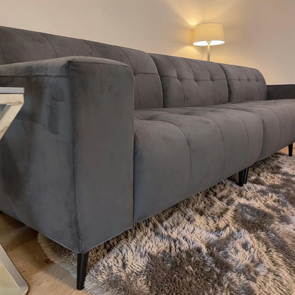 Oslo Open 3 Piece Plan Sofa In Marine Blue Velvet Fabric