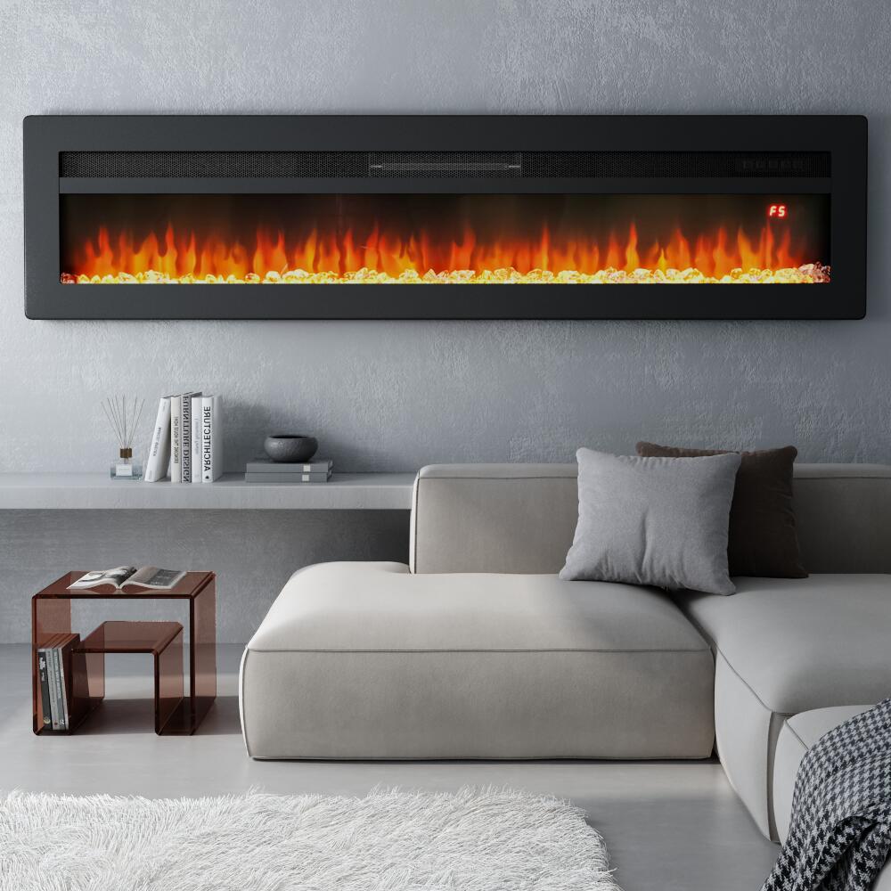 40/50/60 Inch Black/White 9 flame colour Electric Fireplace 1800W Wall Mounted Heater With Installation Kit