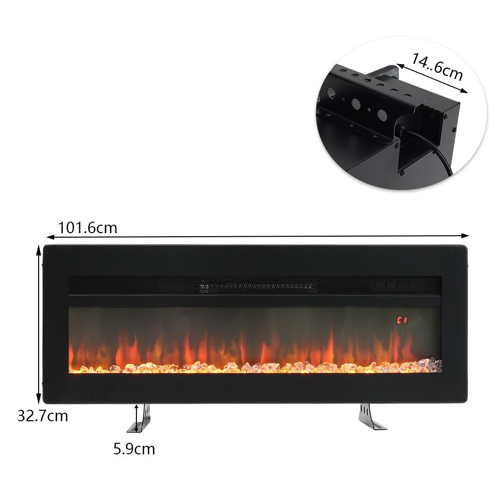 40/50/60 Inch Black/White 9 flame colour Electric Fireplace 1800W Wall Mounted Heater With Installation Kit