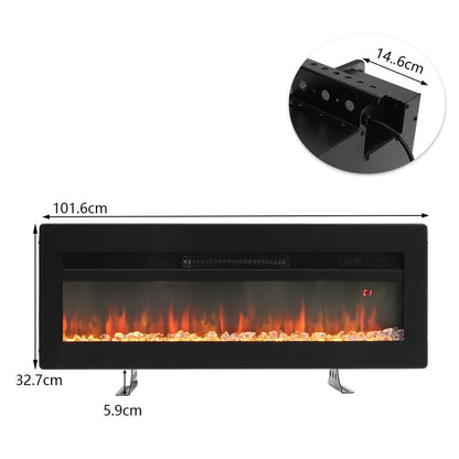 40/50/60 Inch Black/White 9 flame colour Electric Fireplace 1800W Wall Mounted Heater With Installation Kit