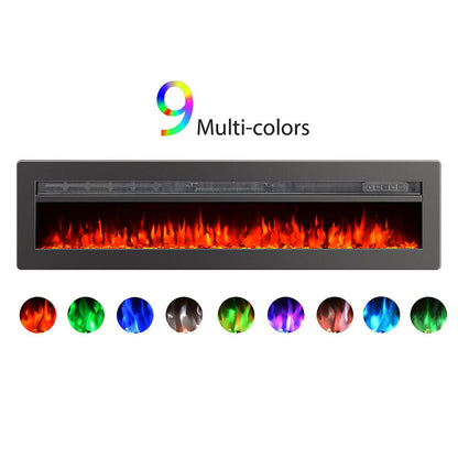 40/50/60 Inch Black/White 9 flame colour Electric Fireplace 1800W Wall Mounted Heater With Installation Kit