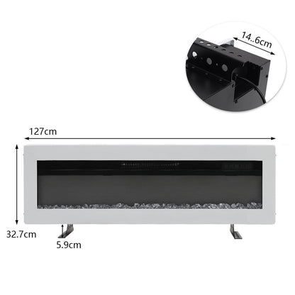40/50/60 Inch Black/White 9 flame colour Electric Fireplace 1800W Wall Mounted Heater With Installation Kit