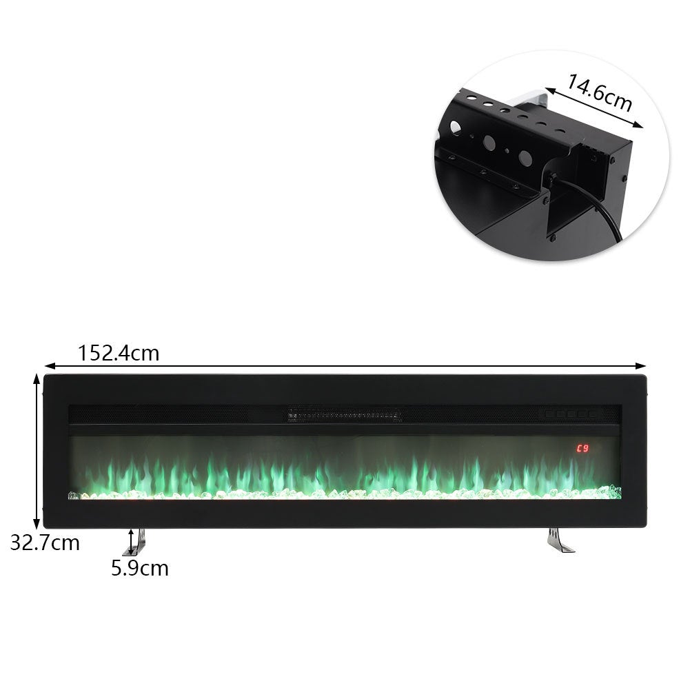 40/50/60 Inch Black/White 9 flame colour Electric Fireplace 1800W Wall Mounted Heater With Installation Kit