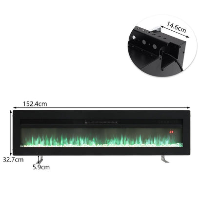 40/50/60 Inch Black/White 9 flame colour Electric Fireplace 1800W Wall Mounted Heater With Installation Kit
