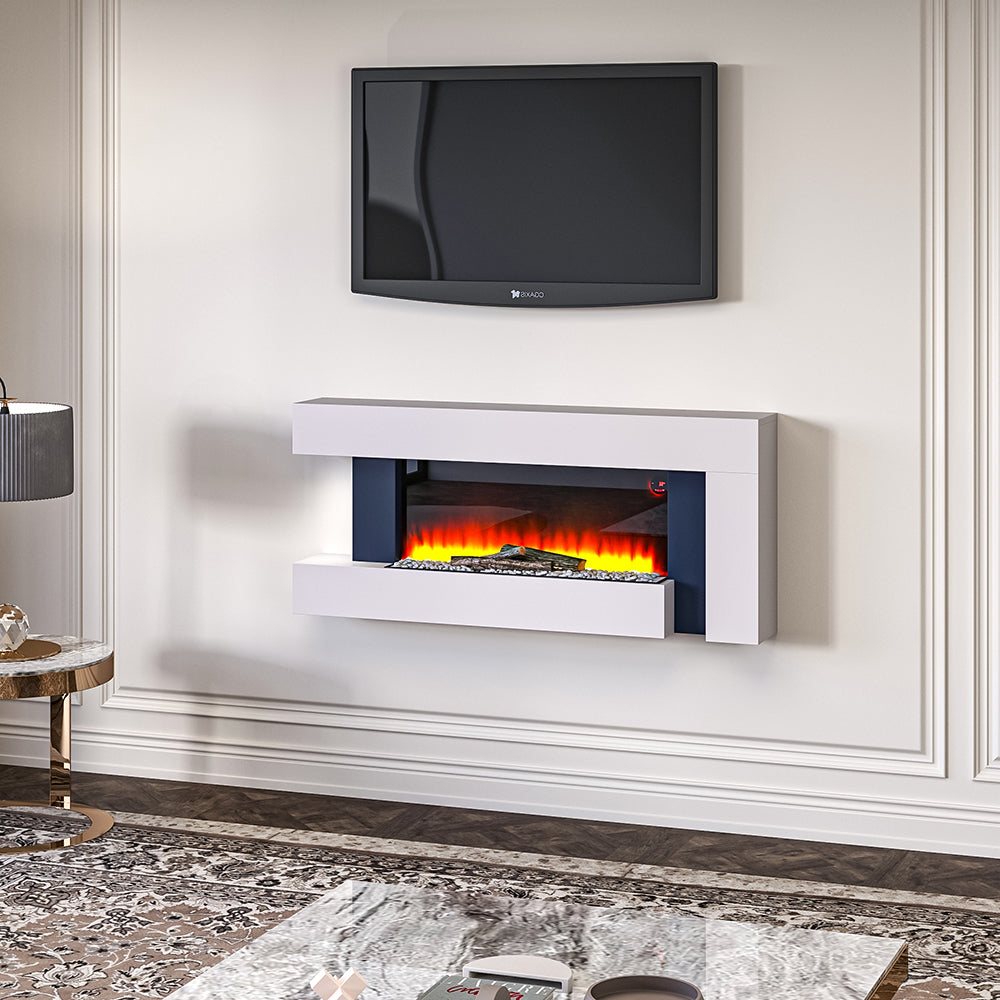 50 Inch 2000W Electric Fireplace Oddly unique L Shaped Wall Mounted Fireplaces