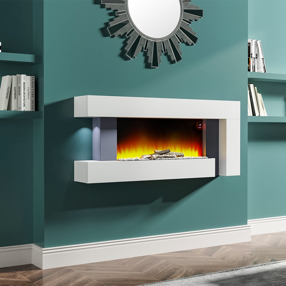 50 Inch 2000W Electric Fireplace Oddly unique L Shaped Wall Mounted Fireplaces