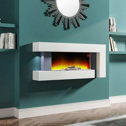 50 Inch 2000W Electric Fireplace Oddly unique L Shaped Wall Mounted Fireplaces