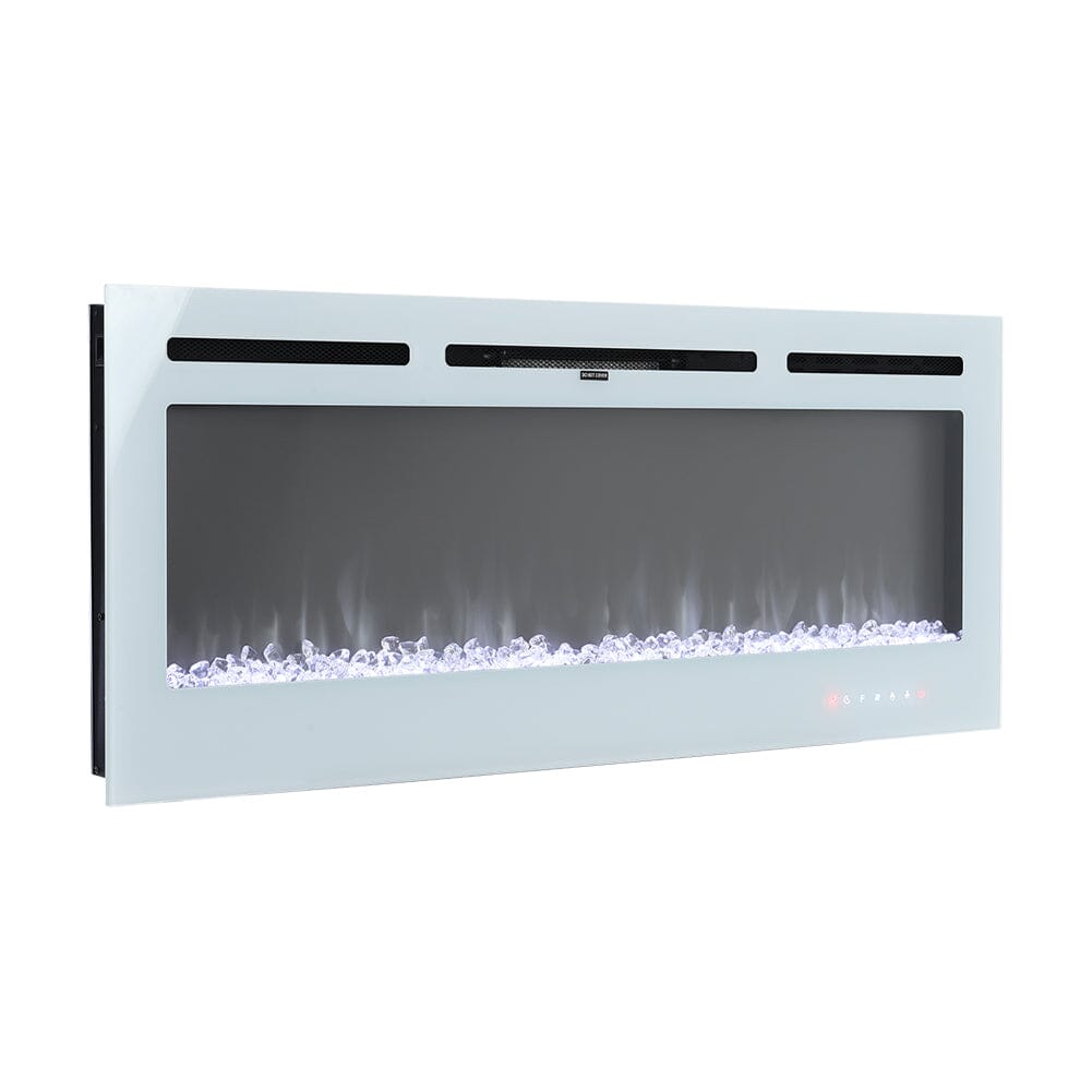 60 Inch Wall Mounted Fireplaces Recessed Fireplace 1800W White 5120BTU Electric Heaters