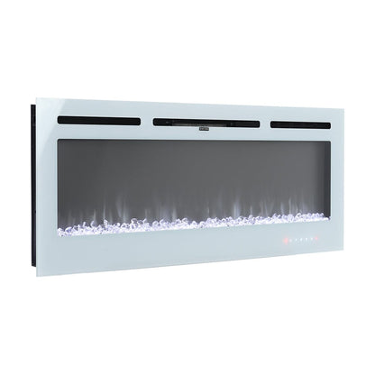 60 Inch Wall Mounted Fireplaces Recessed Fireplace 1800W White 5120BTU Electric Heaters