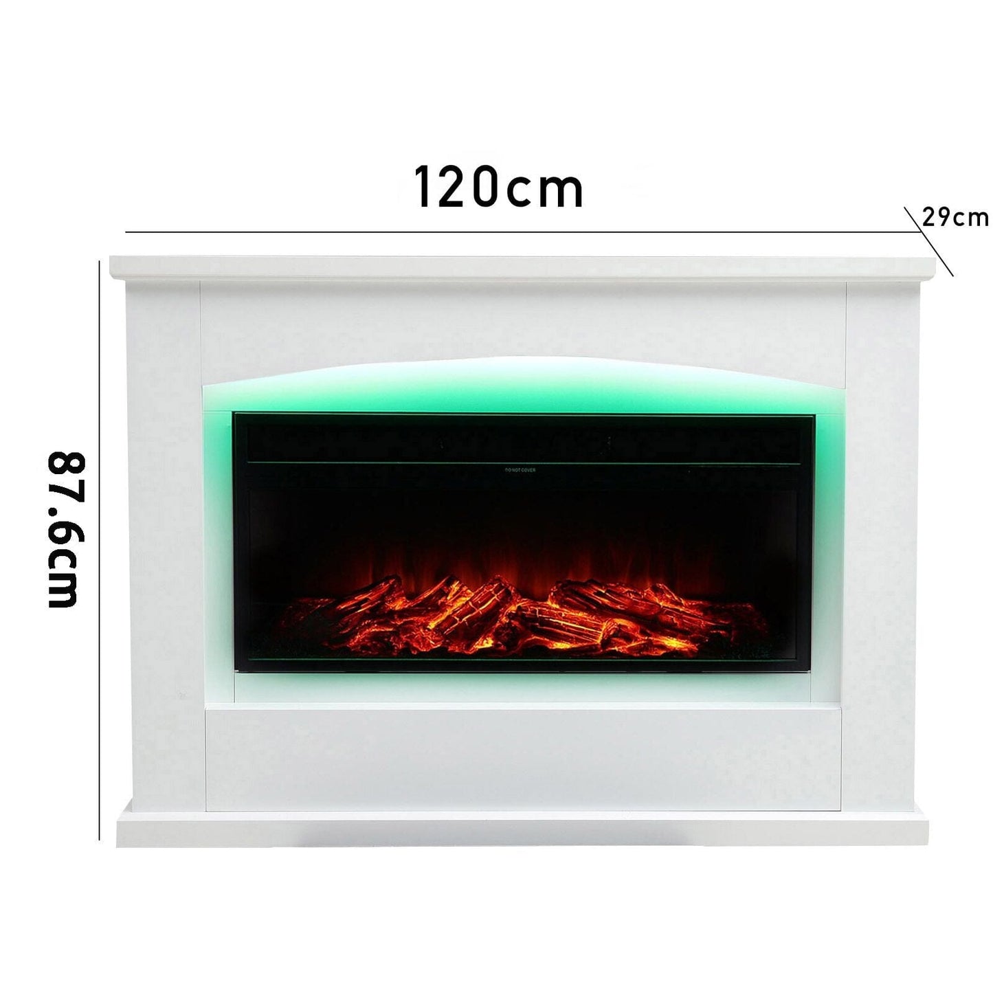 39/48 Inch White Electric Fireplace Suite 1800W with Ambient Light 1/7 LED Colours