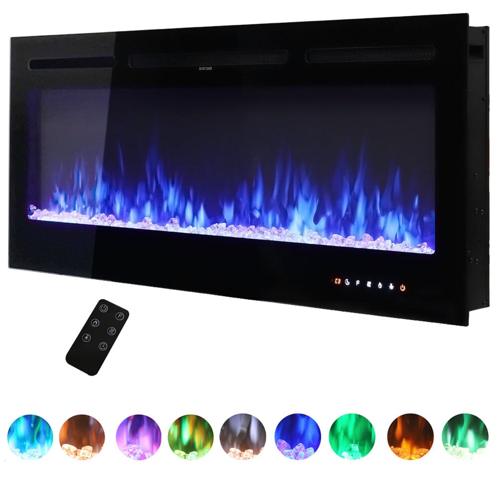 70/80/100 Inch Inset Electric Fireplace Built-In Heater with 9 Flame Colour