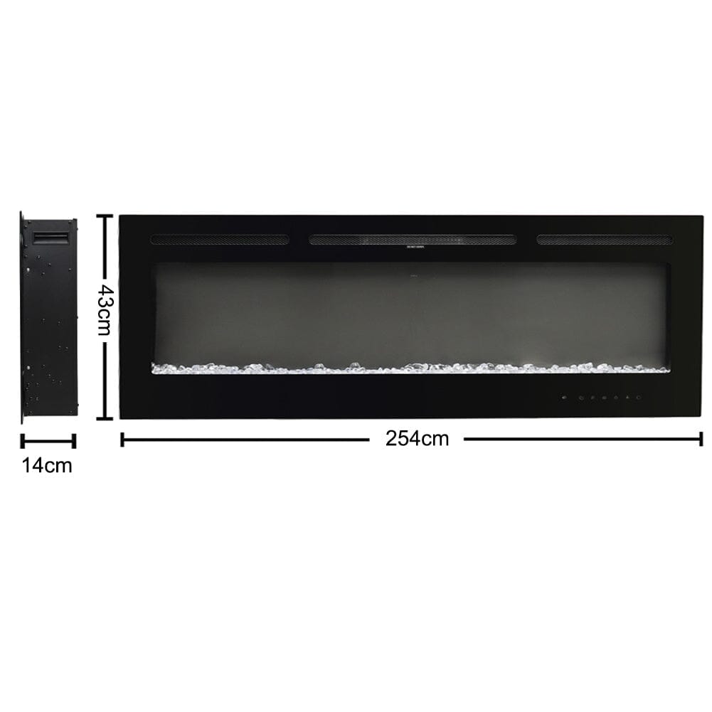 70/80/100 Inch Inset Electric Fireplace Built-In Heater with 9 Flame Colour