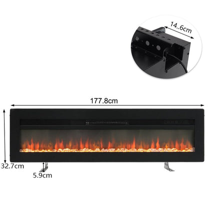 40/50/60 Inch Black/White 9 flame colour Electric Fireplace 1800W Wall Mounted Heater With Installation Kit