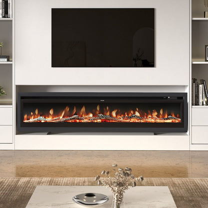 70/80/100 Inch Electric Fireplace with Remote 9 Flame Colours Freestanding Fireplaces