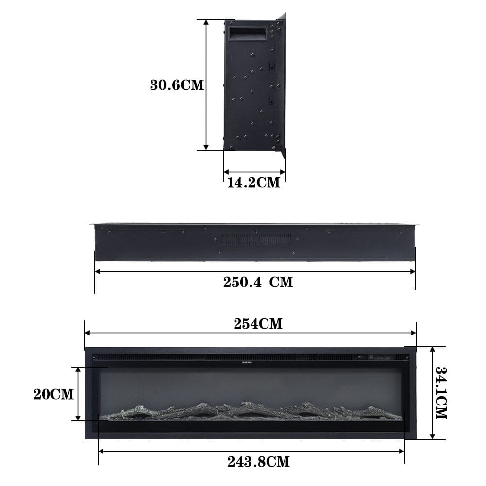 70/80/100 Inch Electric Fireplace with Remote 9 Flame Colours Freestanding Fireplaces