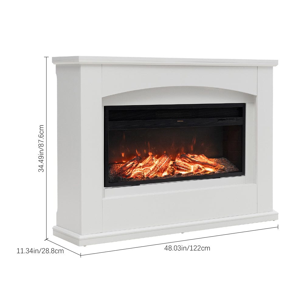 39/48 Inch White Electric Fireplace Suite 1800W with Ambient Light 1/7 LED Colours