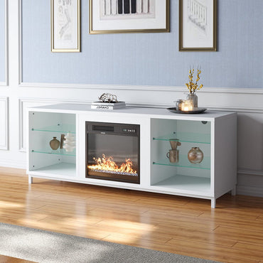 Freestanding TV Stand Entertainment Center with 18" Fireplace