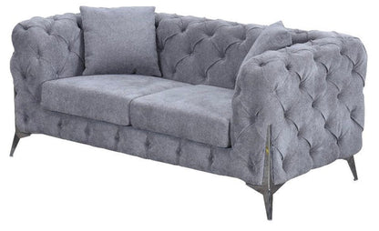 The Allegro Grey Plush Velvet Fabric Sofa 2 Seater
