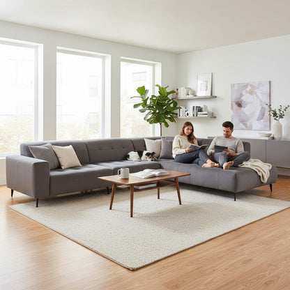 Oslo Open 3 Piece Plan Sofa In Marine Blue Velvet Fabric
