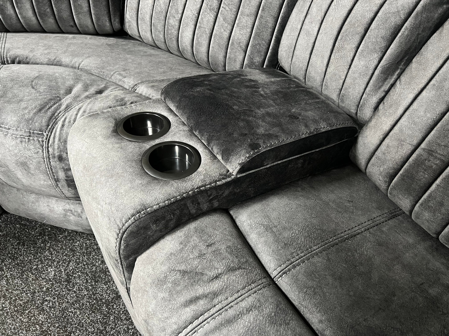 Rose Charcoal 2+1 E-Recliner Corner Sofa (Additional Consoles and Seats)