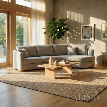 Rubin Right Hand Facing (RHF) Corner Sofa – Pebble Grey Bouclé