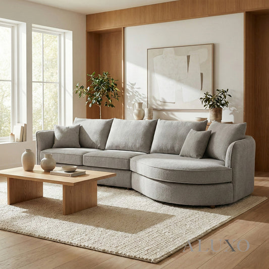 Rubin Right Hand Facing (RHF) Corner Sofa – Pebble Grey Bouclé