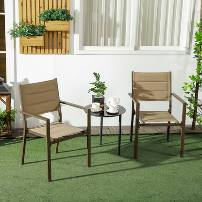 2 PCs Dining Chairs, Stackable Design Aluminium Outdoor Armchairs Grey