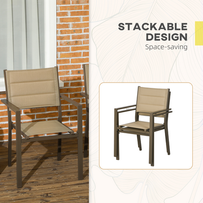 2 PCs Dining Chairs, Stackable Design Aluminium Outdoor Armchairs Grey