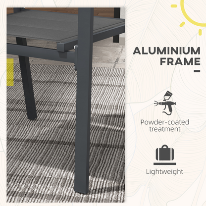 2 PCs Dining Chairs, Stackable Design Aluminium Outdoor Armchairs Grey