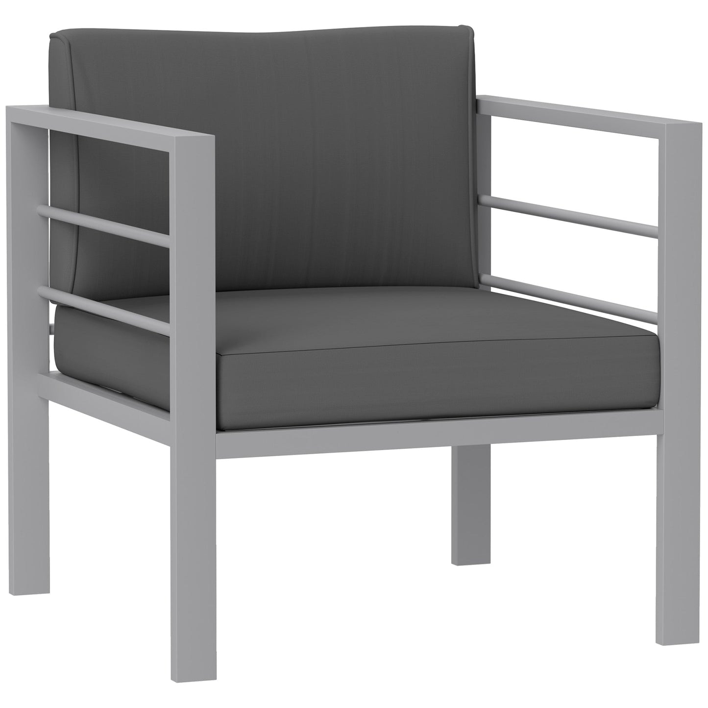 Esterno Patio Furniture Aluminium Armchair with Cushions, Charcoal Grey