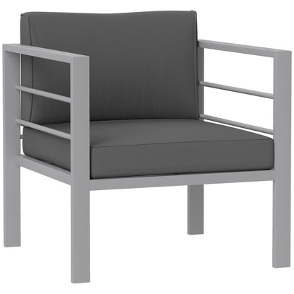 Esterno Patio Furniture Aluminium Armchair with Cushions, Charcoal Grey