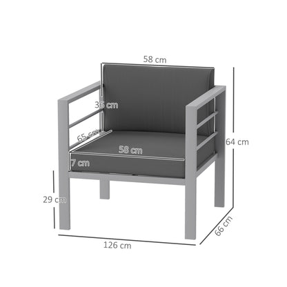 Esterno Patio Furniture Aluminium Armchair with Cushions, Charcoal Grey