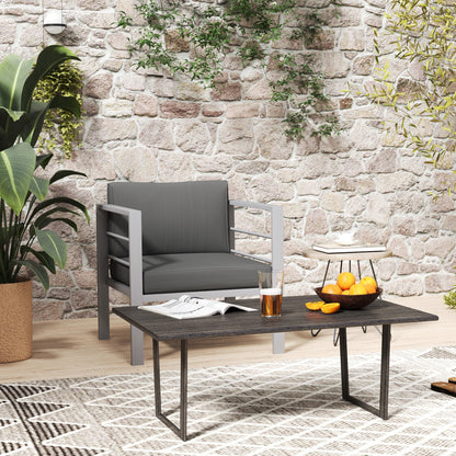 Esterno Patio Furniture Aluminium Armchair with Cushions, Charcoal Grey
