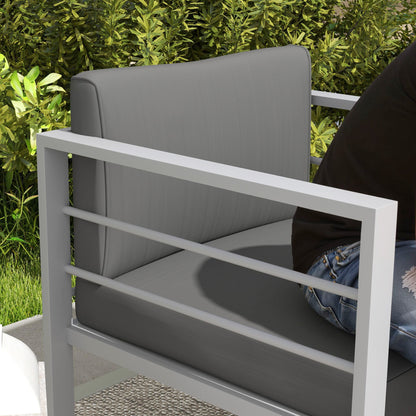 Esterno Patio Furniture Aluminium Armchair with Cushions, Charcoal Grey