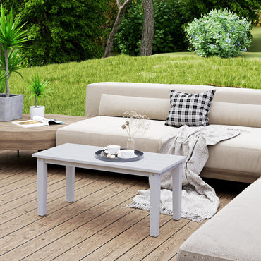 Esterno HDPE Rectangle Garden Coffee Table, Slatted Outdoor Table, White