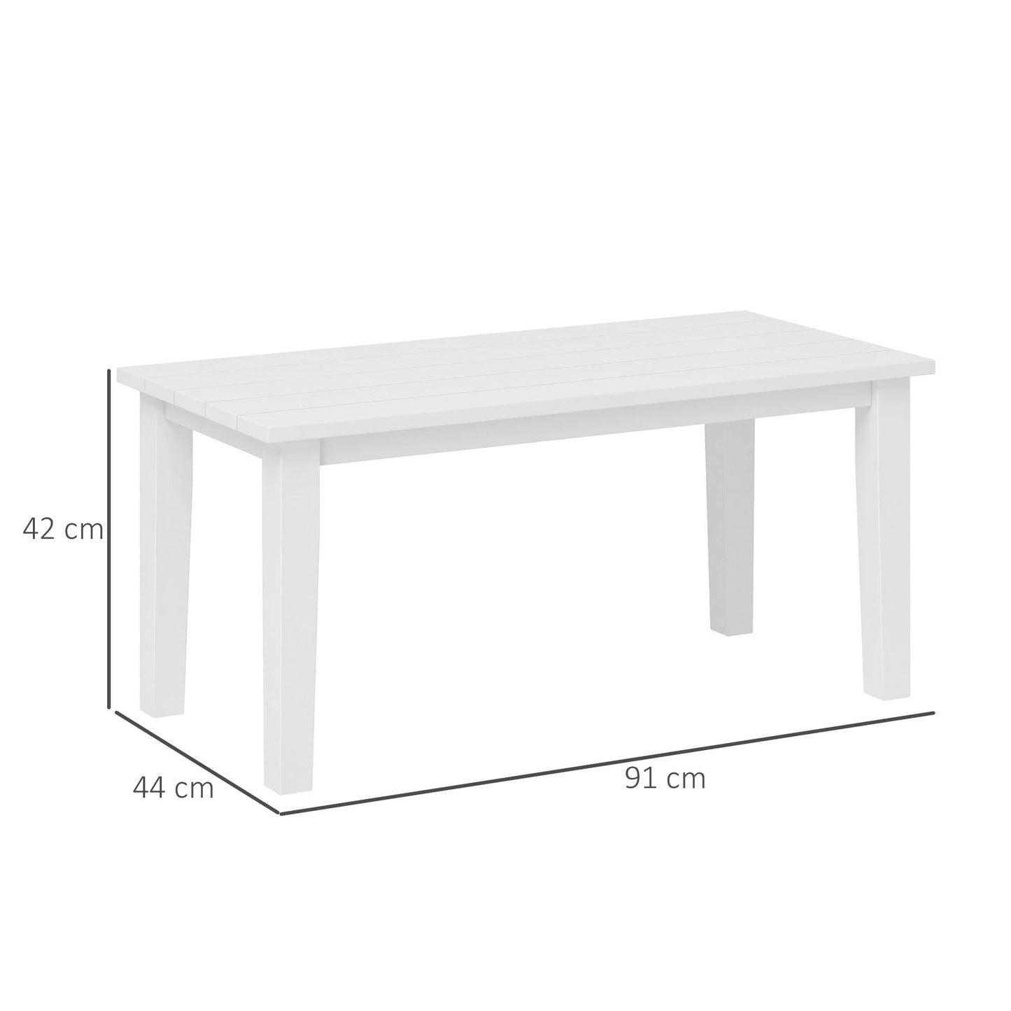 Esterno HDPE Rectangle Garden Coffee Table, Slatted Outdoor Table, White