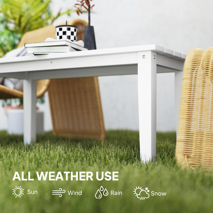 Esterno HDPE Rectangle Garden Coffee Table, Slatted Outdoor Table, White
