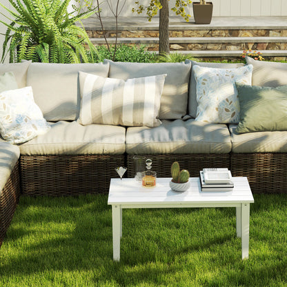 Esterno HDPE Rectangle Garden Coffee Table, Slatted Outdoor Table, White