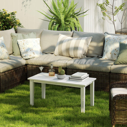 Esterno HDPE Rectangle Garden Coffee Table, Slatted Outdoor Table, White
