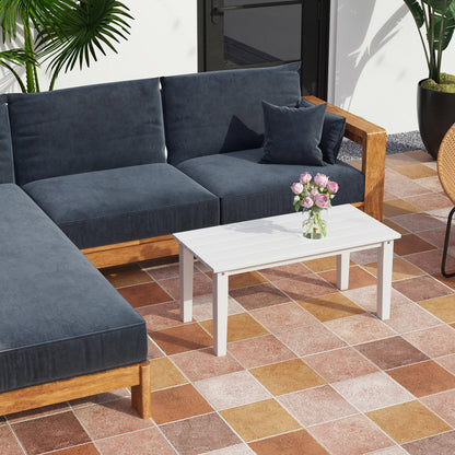 Esterno HDPE Rectangle Garden Coffee Table, Slatted Outdoor Table, White